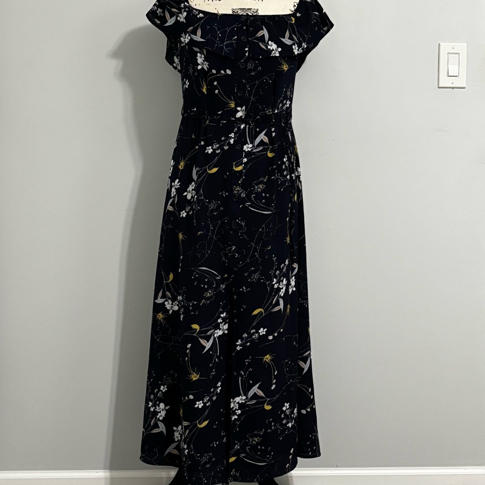 Lucca Navy Blue Floral Maxi Dress Size M